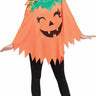 FUN WORLD - Adult pumpkin poncho Halloween costume with green leaf collar and smiling jack-o’-lantern face – fits sizes 4-14 – easy and fun outfit for fall festivals or parties.- Party Shop