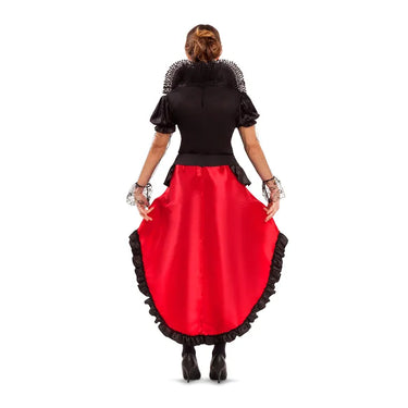 Adult women’s vampire costume with black and red dress, high collar and matching choker – elegant and spooky Halloween outfit. Perfect for parties, carnivals and gothic events. - MOM - PArty Shop