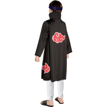 Akatsuki Naruto kids costume with black and red cloud cloak and reversible ninja headband (Leaf and Rain) – perfect for Halloween or anime cosplay - InSpirit - Party shop