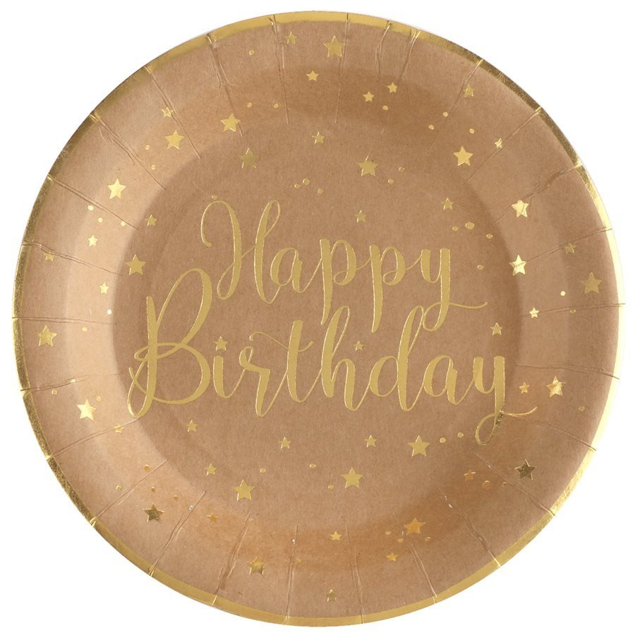 Assiettes 9Po (10) - Happy Birthday Kraft Party Shop