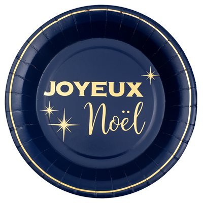 Assiettes 9po (10) - Joyeux Noël Chic Bleu marin Or Party Shop