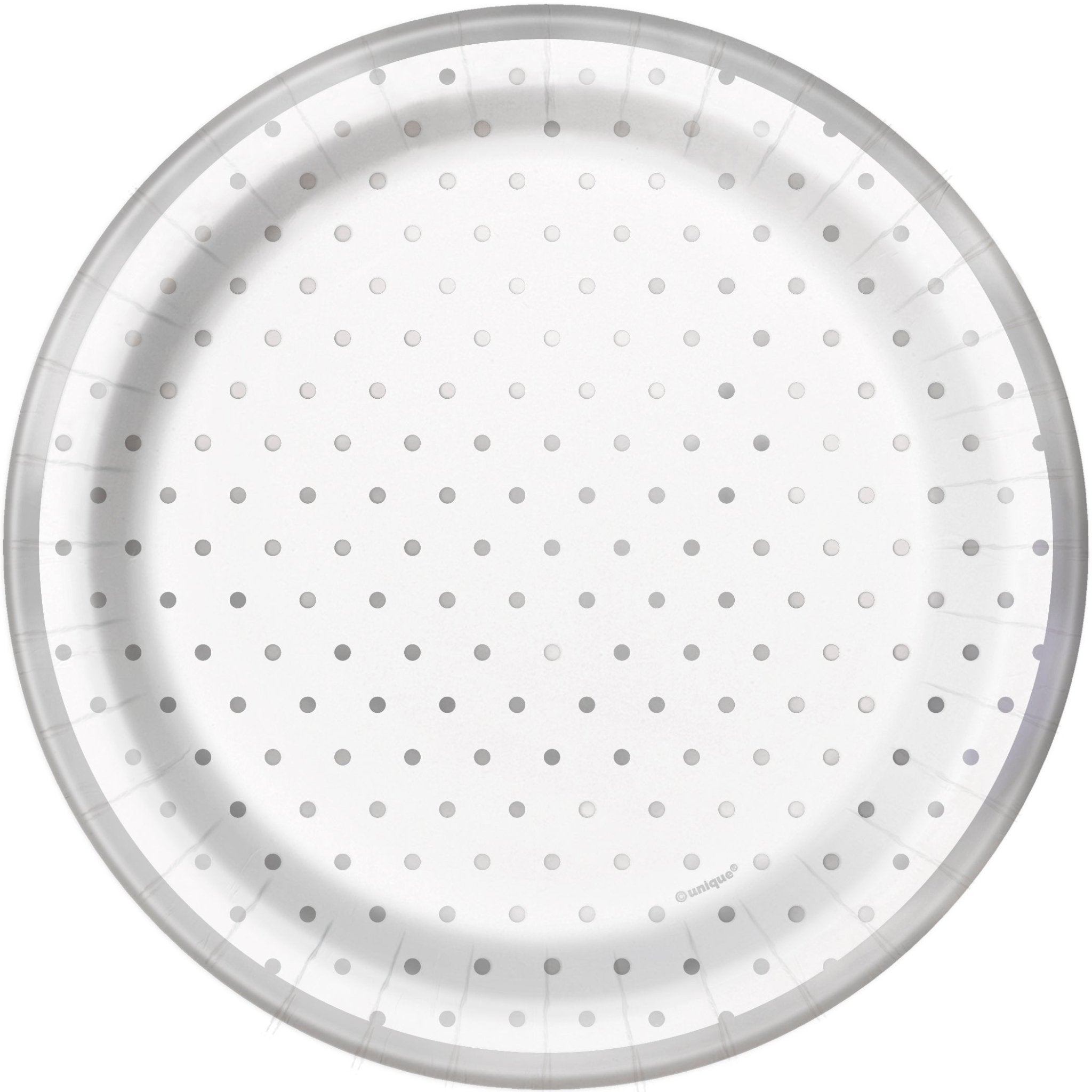 Assiettes en carton 7po (8) - blanc pois argent Party Shop