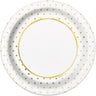 Unique - Assiettes En Carton 9Po (8) - Blanc et pois or - Party Shop