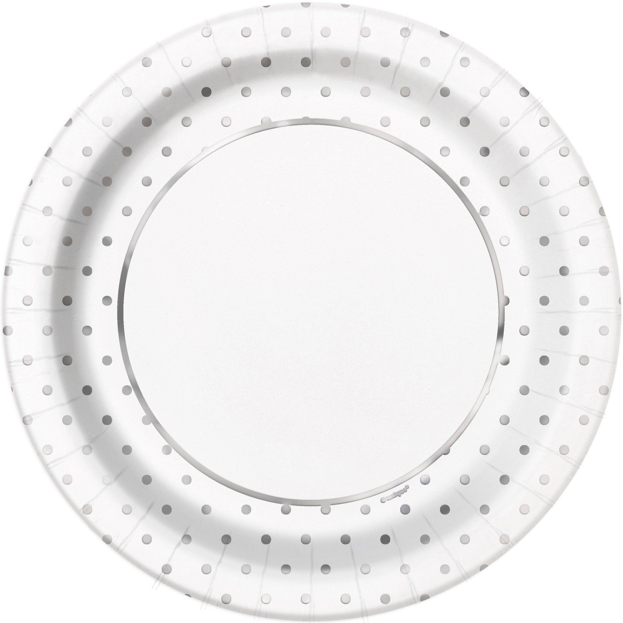 Assiettes en carton 9po (8) - blanc pois argent Party Shop