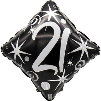 Ballon Mylar 18 Po - Losange noir et argent 21 ans Party Shop