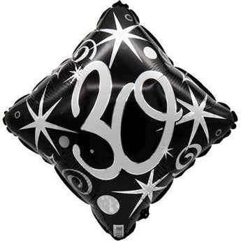 Ballon Mylar 18 Po - Losange noir et argent 30 ans Party Shop