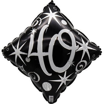 Ballon Mylar 18 Po - Losange noir et argent 40 ans Party Shop