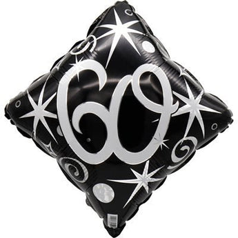 Ballon Mylar 18 Po - Losange noir et argent 60 ans Party Shop