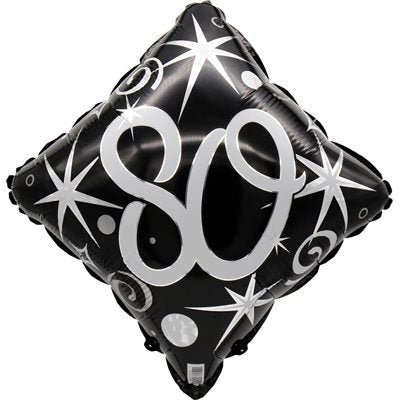 Ballon Mylar 18 Po - Losange noir et argent 80 ans Party Shop