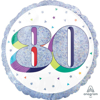 Ballon Mylar 18Po - 80 Ans Holographique Party Shop