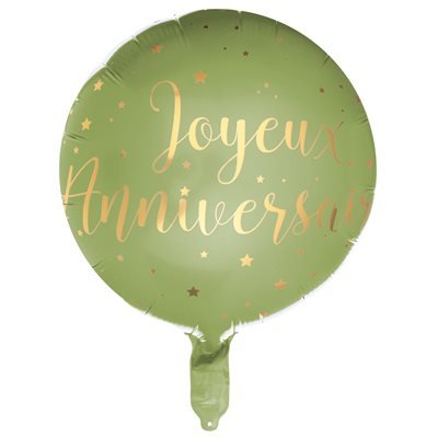 Ballon Mylar 18Po - Joyeux Anniversaire Vert SaugeParty Shop