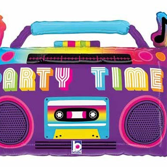 Ballon Mylar Supershape 28po - Radio vintage Party Time Party Shop