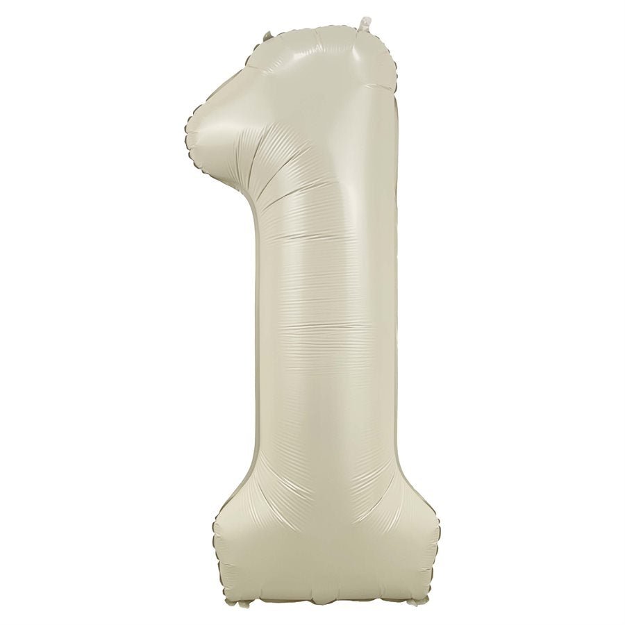 Ballon Mylar Supershape Chiffre 1 - Blanc Sable 34po Party Shop