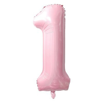 Ballon Mylar Supershape Chiffre 1 - Rose bébé 34po Party Shop