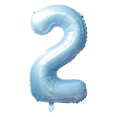 Ballon Mylar Supershape Chiffre 2 - Bleu Ciel 34po Party Shop