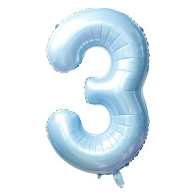 Ballon Mylar Supershape Chiffre 3 - Bleu Ciel 34po Party Shop