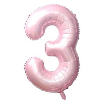 Ballon Mylar Supershape Chiffre 3 - Rose bébé 34po Party Shop