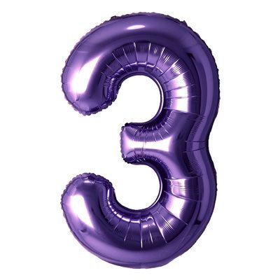 Ballon Mylar Supershape Chiffre 3 - Violet 34po Party Shop