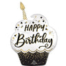 Anagram - Ballon Mylar Supershape - Petit Gateau noir et or - Party Shop