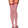 Leg Avenue - Bas De Nylon Mi-Cuisse Rayé - Rouge blanc900 - Party Shop