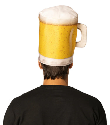 Beer mug hat costume for adults – One size fits most. Funny party accessory for Halloween, Oktoberfest, and beer-themed events. - Rasta Imposta - Party Shop