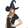 FUN WORLD - Black bent-point witch hat for adults – lightweight and comfortable Halloween costume accessory for witches, magicians, or fantasy-themed outfits.- Party Shop