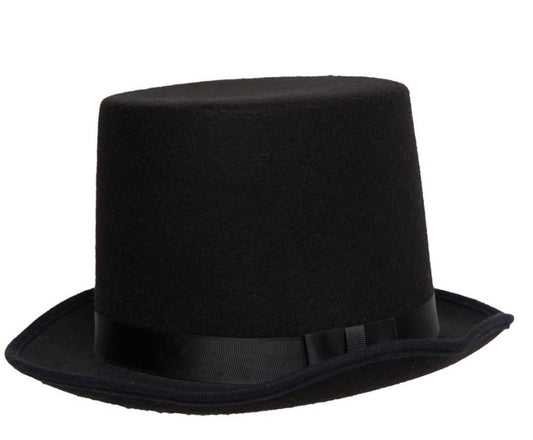 underwraps - Black felt top hat – Classic costume accessory for magician, gentleman, cabaret or Victorian outfits. Perfect for Halloween, carnival, cosplay and parties - Party Shop