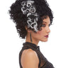 Black and white Monster Bride wig for women with voluminous curls and white streaks – ideal for Halloween, cosplay, or horror-themed costumes. -WestBay - Party Shop