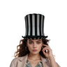 KBW Global - Black and white striped top hat costume accessory. Perfect for Halloween, circus themes, Alice in Wonderland parties and theatrical performances. - Party shop