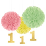 Amscan - Boules Décoratives En Papier 16Po (3) Avec Décorations Suspendues - 1 An Fille (Pastel) - Party Shop