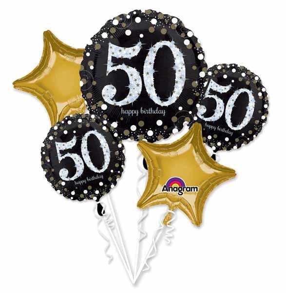 Bouquet De 5 Ballons Mylar - 50 Ans Party Shop