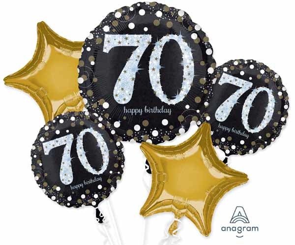 Bouquet De 5 Ballons Mylar - 70 Ans Party Shop