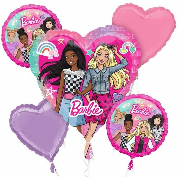Bouquet De 5 Ballons Mylar - Barbie Party Shop