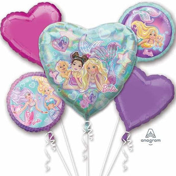 Bouquet De 5 Ballons Mylar - Barbie Sirène Party Shop