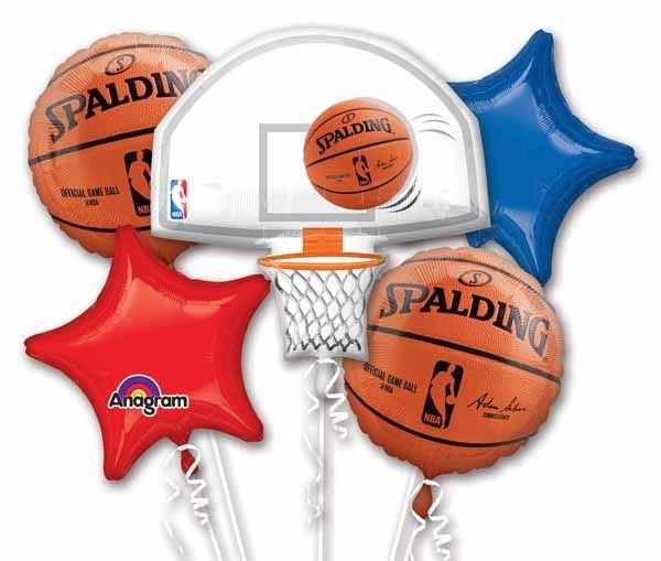 Bouquet De 5 Ballons Mylar - Basketball Party Shop