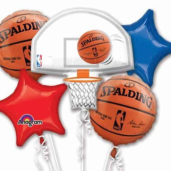 Bouquet De 5 Ballons Mylar - Basketball Party Shop