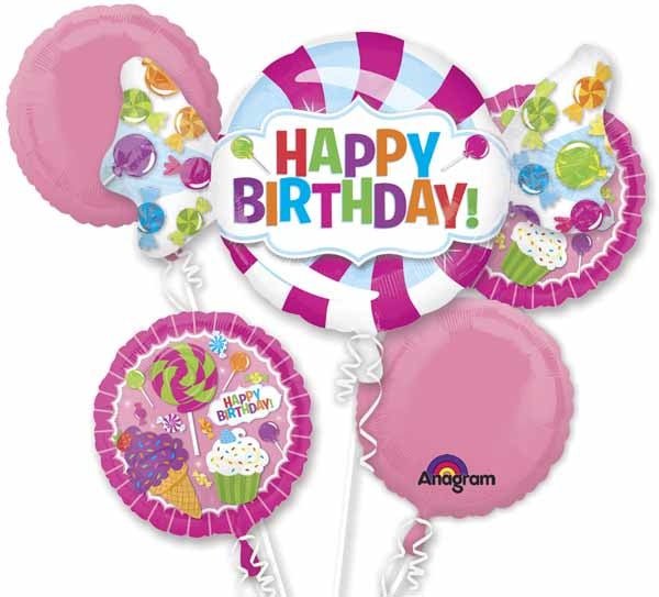 Bouquet De 5 Ballons Mylar - Bonbons Party Shop