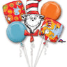 Anagram - Bouquet De 5 Ballons Mylar - Chat Dans Le Chapeau (Dr Seuss) - Party Shop