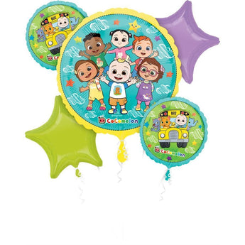 Bouquet De 5 Ballons Mylar - Cocomelon Party Shop