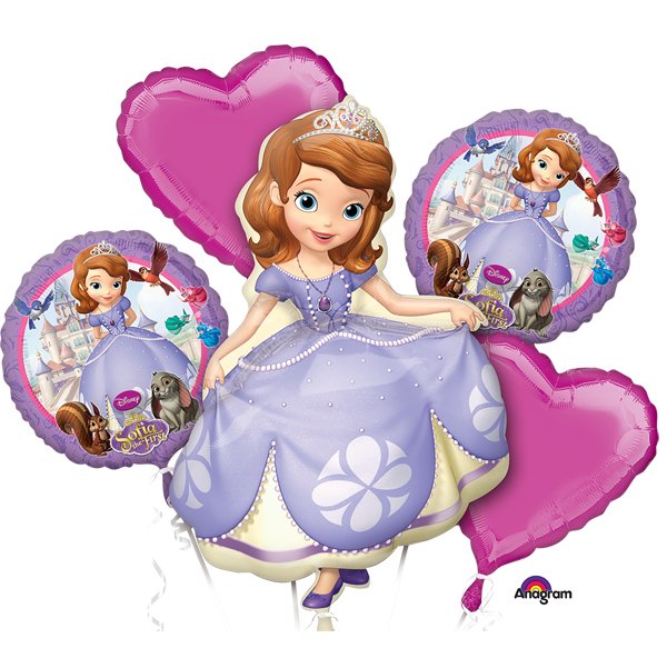 Bouquet De 5 Ballons Mylar - Disney Sofia Party Shop