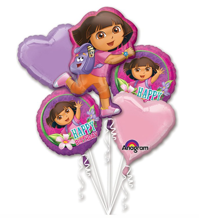 Bouquet De 5 Ballons Mylar - Dora Party Shop