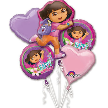 Bouquet De 5 Ballons Mylar - Dora Party Shop