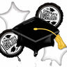 Anagram - Bouquet De 5 Ballons Mylar - Graduation (Blanc) - Party Shop