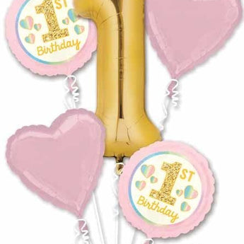 Bouquet De 5 Ballons Mylar - Happy 1St Birthday Party Shop