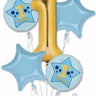 Anagram - Bouquet De 5 Ballons Mylar - Happy 1St Birthday (Garçon) - Party Shop
