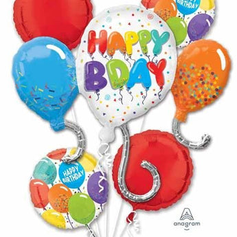 Bouquet De 5 Ballons Mylar - Happy Birthday (Ballons) Party Shop