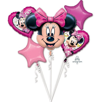 Bouquet De 5 Ballons Mylar - Minnie Mouse Party Shop