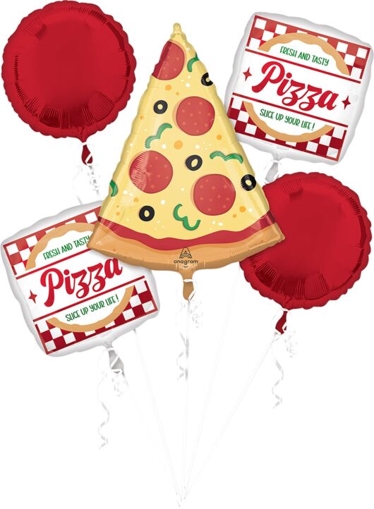 Bouquet de 5 Ballons Mylar - Pizza Party Shop