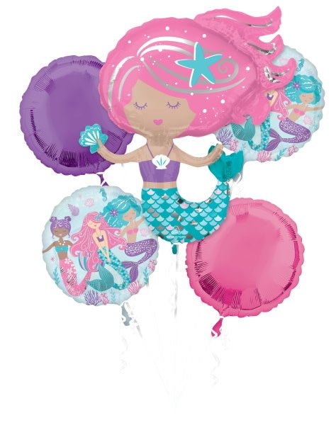 Bouquet De 5 Ballons Mylar - Sirène Party Shop