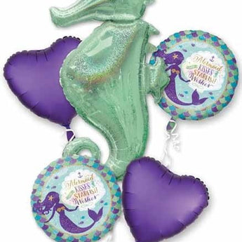 Bouquet De 5 Ballons Mylar - Sirene Et Hippocampe Party Shop